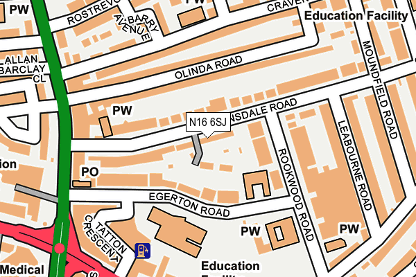 N16 6SJ map - OS OpenMap – Local (Ordnance Survey)