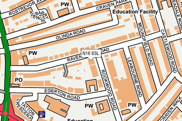 N16 6SL map - OS OpenMap – Local (Ordnance Survey)