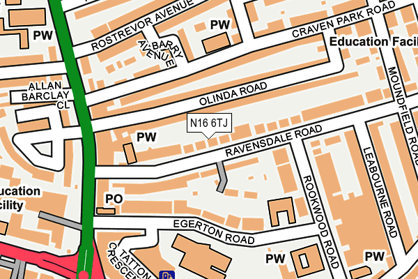 N16 6TJ map - OS OpenMap – Local (Ordnance Survey)