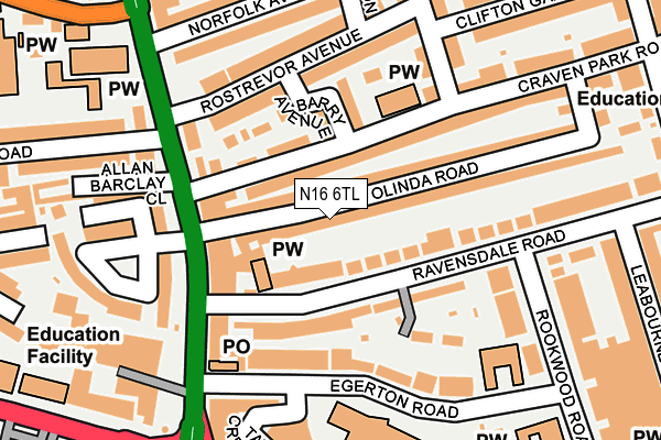 N16 6TL map - OS OpenMap – Local (Ordnance Survey)