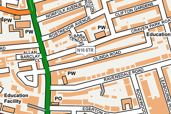 N16 6TR map - OS OpenMap – Local (Ordnance Survey)