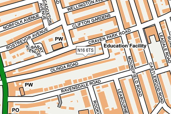 N16 6TS map - OS OpenMap – Local (Ordnance Survey)