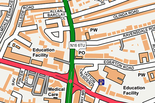 N16 6TU map - OS OpenMap – Local (Ordnance Survey)