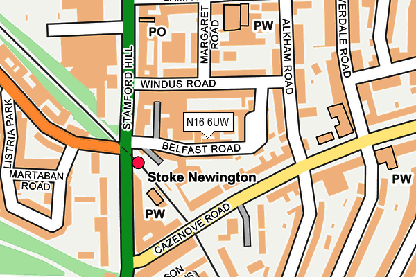 N16 6UW map - OS OpenMap – Local (Ordnance Survey)