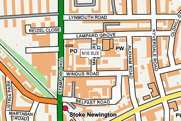 N16 6UX map - OS OpenMap – Local (Ordnance Survey)