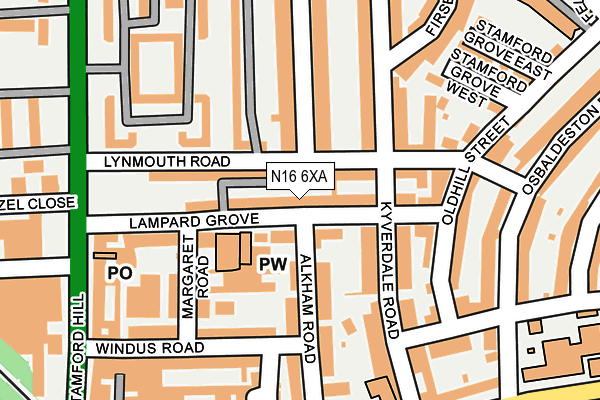 N16 6XA map - OS OpenMap – Local (Ordnance Survey)