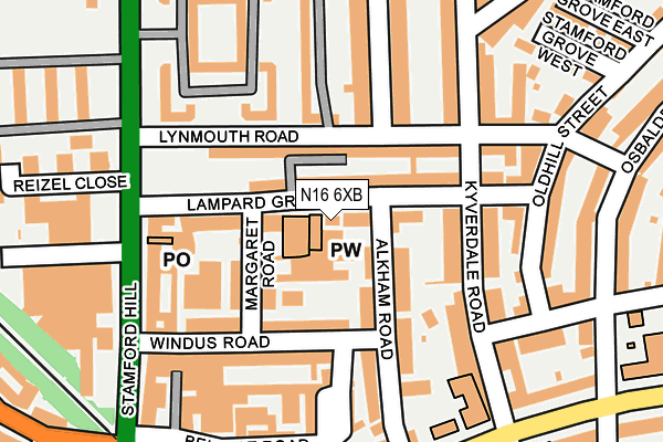 N16 6XB map - OS OpenMap – Local (Ordnance Survey)