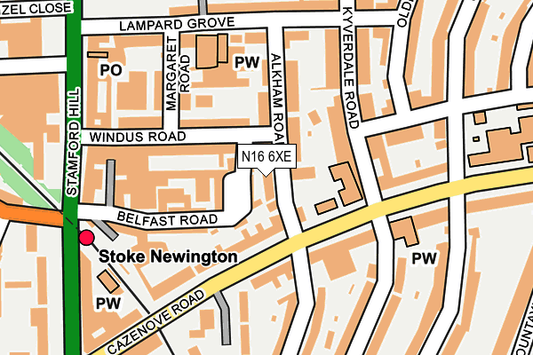 N16 6XE map - OS OpenMap – Local (Ordnance Survey)