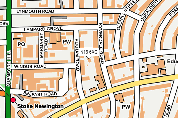 N16 6XG map - OS OpenMap – Local (Ordnance Survey)