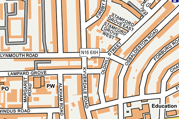 N16 6XH map - OS OpenMap – Local (Ordnance Survey)