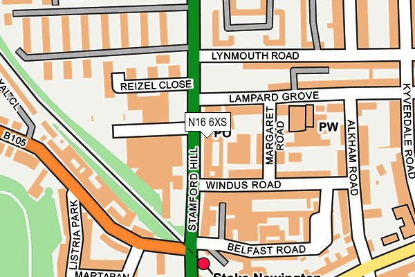 N16 6XS map - OS OpenMap – Local (Ordnance Survey)