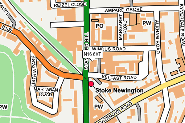 N16 6XT map - OS OpenMap – Local (Ordnance Survey)
