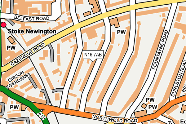 N16 7AB map - OS OpenMap – Local (Ordnance Survey)