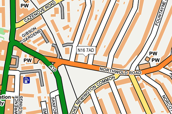 N16 7AD map - OS OpenMap – Local (Ordnance Survey)