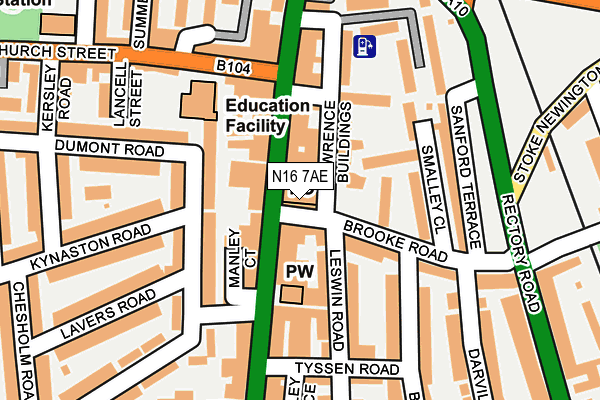 N16 7AE map - OS OpenMap – Local (Ordnance Survey)