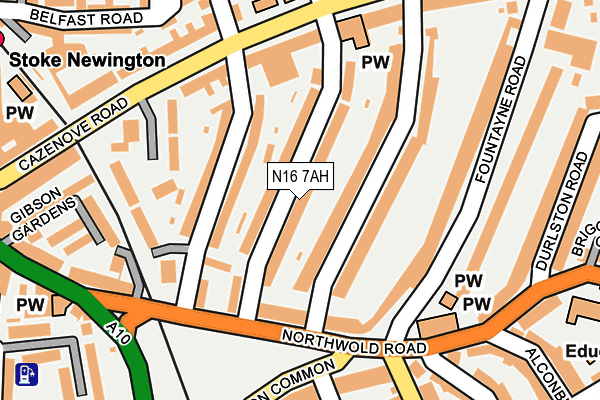 N16 7AH map - OS OpenMap – Local (Ordnance Survey)