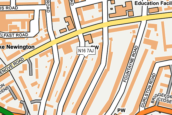 N16 7AJ map - OS OpenMap – Local (Ordnance Survey)
