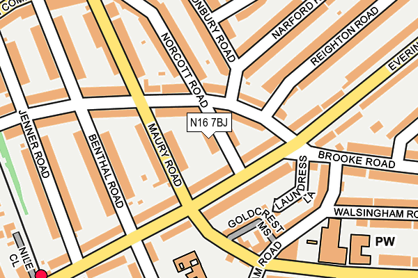 N16 7BJ map - OS OpenMap – Local (Ordnance Survey)