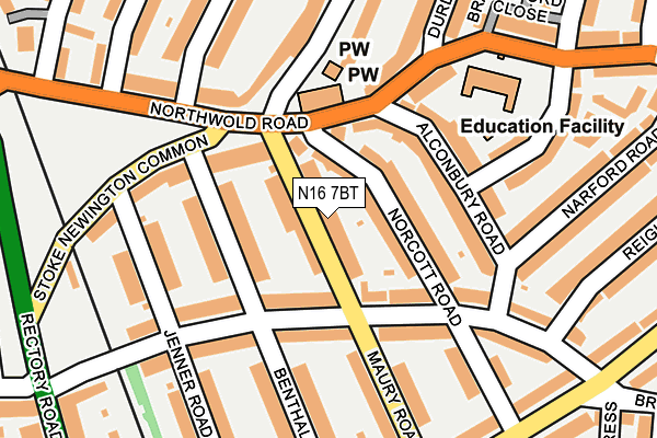 N16 7BT map - OS OpenMap – Local (Ordnance Survey)