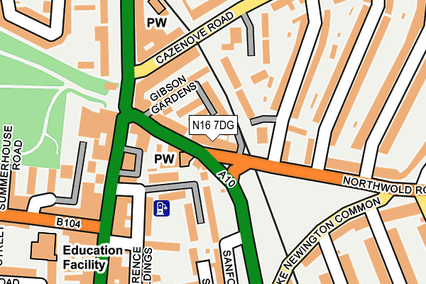 N16 7DG map - OS OpenMap – Local (Ordnance Survey)