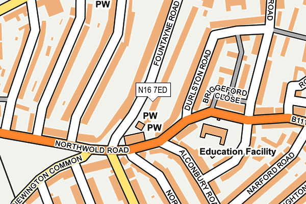 N16 7ED map - OS OpenMap – Local (Ordnance Survey)