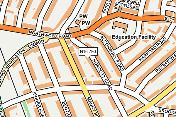 N16 7EJ map - OS OpenMap – Local (Ordnance Survey)