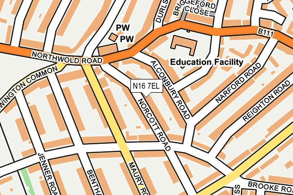 N16 7EL map - OS OpenMap – Local (Ordnance Survey)