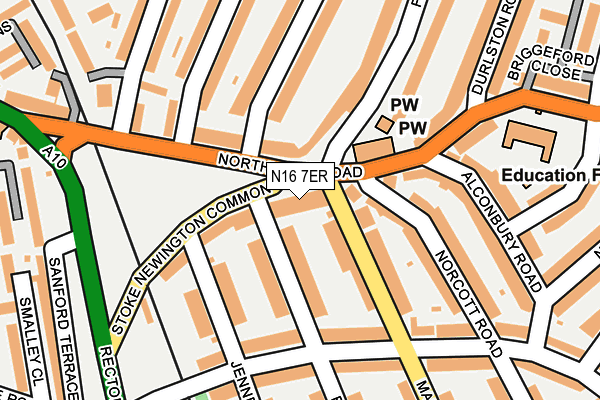 N16 7ER map - OS OpenMap – Local (Ordnance Survey)