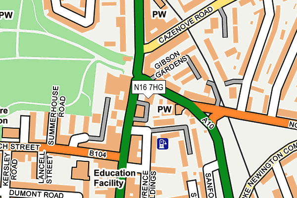 N16 7HG map - OS OpenMap – Local (Ordnance Survey)