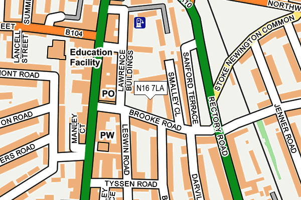 N16 7LA map - OS OpenMap – Local (Ordnance Survey)