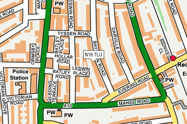 N16 7LU map - OS OpenMap – Local (Ordnance Survey)