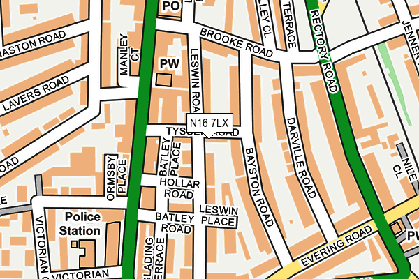 N16 7LX map - OS OpenMap – Local (Ordnance Survey)