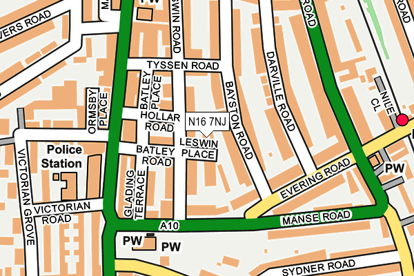 N16 7NJ map - OS OpenMap – Local (Ordnance Survey)