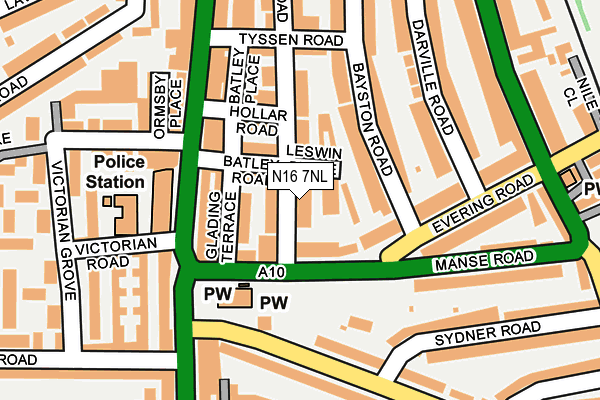 N16 7NL map - OS OpenMap – Local (Ordnance Survey)