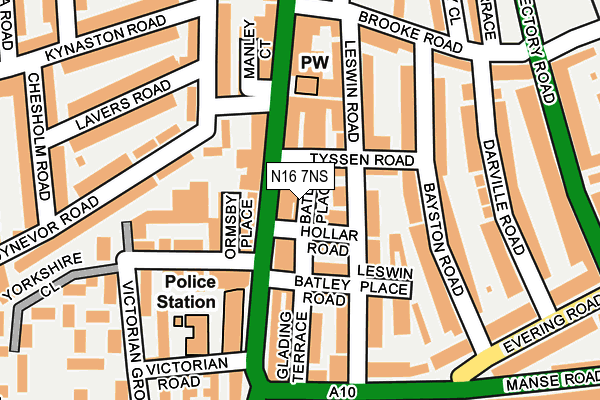 N16 7NS map - OS OpenMap – Local (Ordnance Survey)