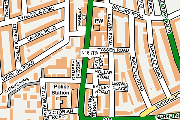 N16 7PA map - OS OpenMap – Local (Ordnance Survey)