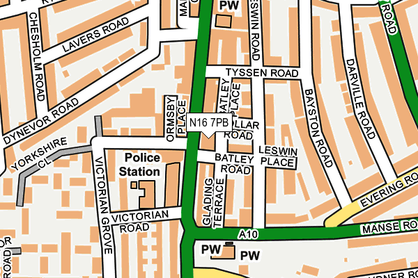 N16 7PB map - OS OpenMap – Local (Ordnance Survey)