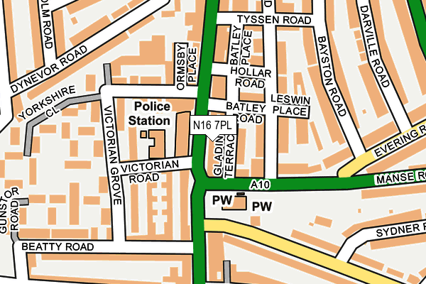 N16 7PL map - OS OpenMap – Local (Ordnance Survey)