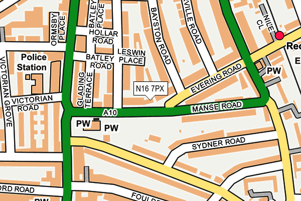 N16 7PX map - OS OpenMap – Local (Ordnance Survey)
