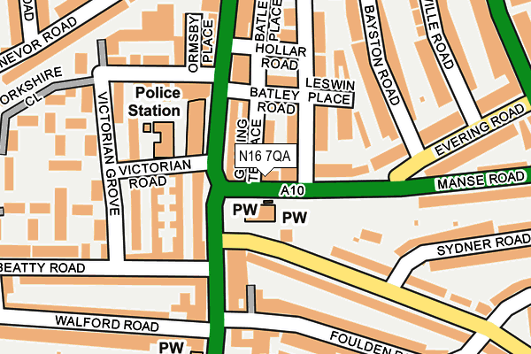 N16 7QA map - OS OpenMap – Local (Ordnance Survey)