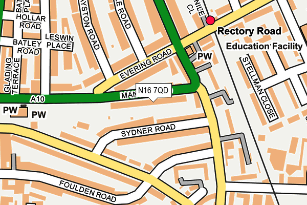 N16 7QD map - OS OpenMap – Local (Ordnance Survey)