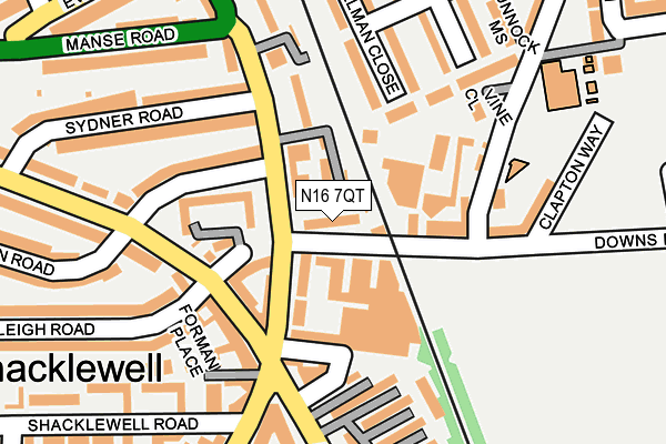 N16 7QT map - OS OpenMap – Local (Ordnance Survey)