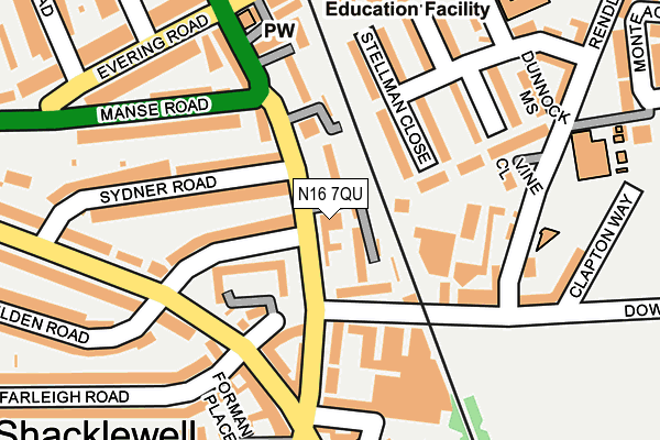 N16 7QU map - OS OpenMap – Local (Ordnance Survey)