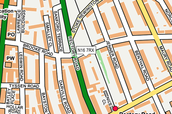 N16 7RX map - OS OpenMap – Local (Ordnance Survey)