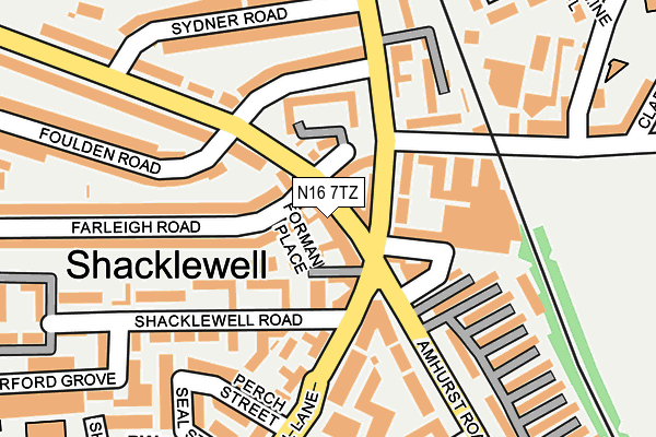 N16 7TZ map - OS OpenMap – Local (Ordnance Survey)