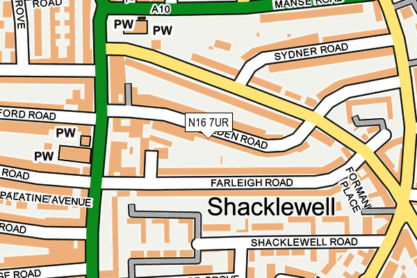 N16 7UR map - OS OpenMap – Local (Ordnance Survey)