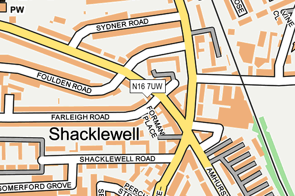 N16 7UW map - OS OpenMap – Local (Ordnance Survey)