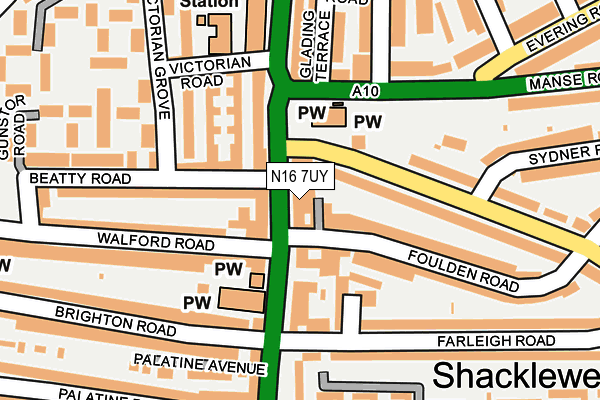 N16 7UY map - OS OpenMap – Local (Ordnance Survey)
