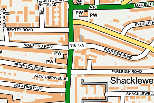 N16 7XA map - OS OpenMap – Local (Ordnance Survey)