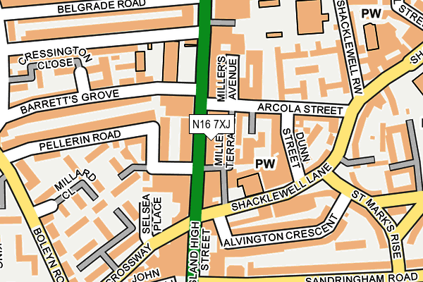 N16 7XJ map - OS OpenMap – Local (Ordnance Survey)